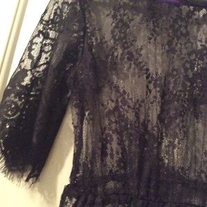 Dress black Lace fit S-M Nwot sh Slv Knee Length